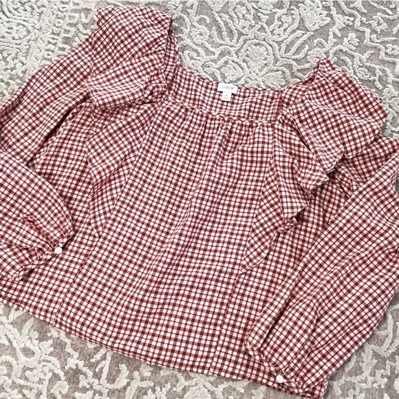 J. Crew Factory Square Neck Ruffle Top - Picture 7 of 13